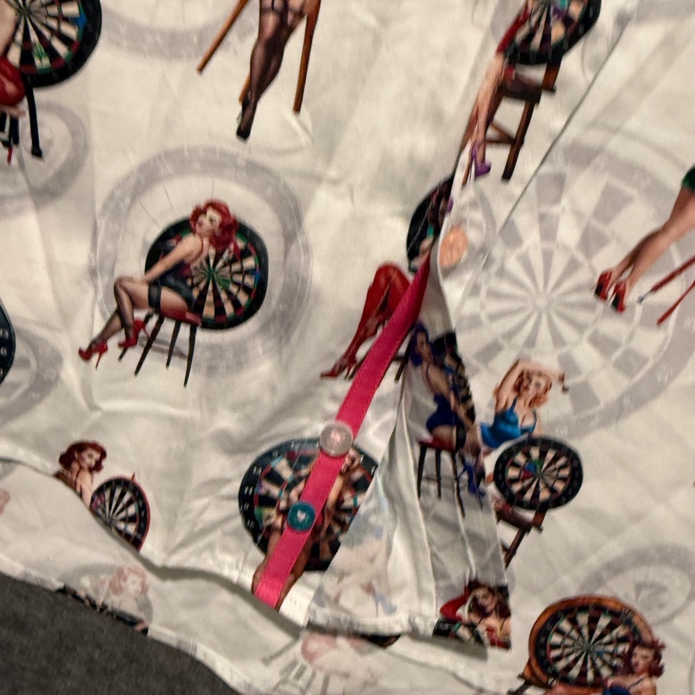Claudio Lugli Dartboard Pinup Print Shirt Mens 3xl (May Run Small) White Button View 4